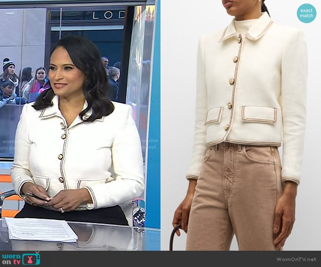 Veronica Beard Makayla Jacket in Ivory worn by Kristen Welker on Today