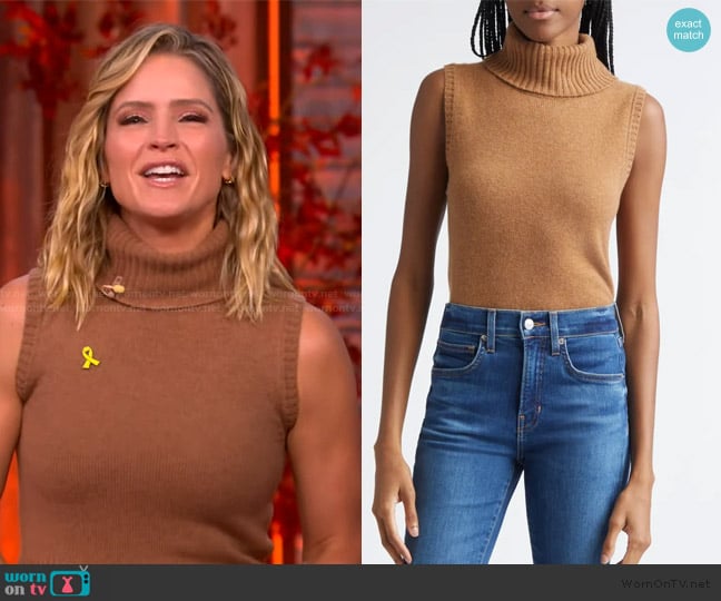 Veronica Beard Mazzy Sleeveless Cashmere Turtleneck Sweater worn by Sara Haines on The View