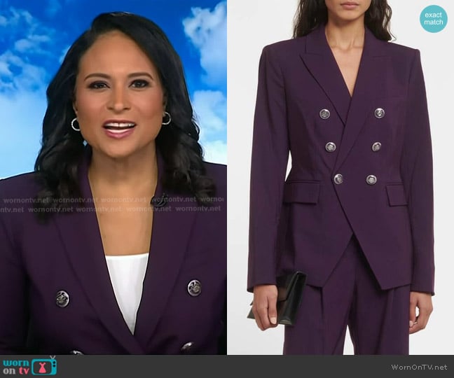 Veronica Beard Miller Dickey Jacket in Dark Aubergine worn by Kristen Welker on Today