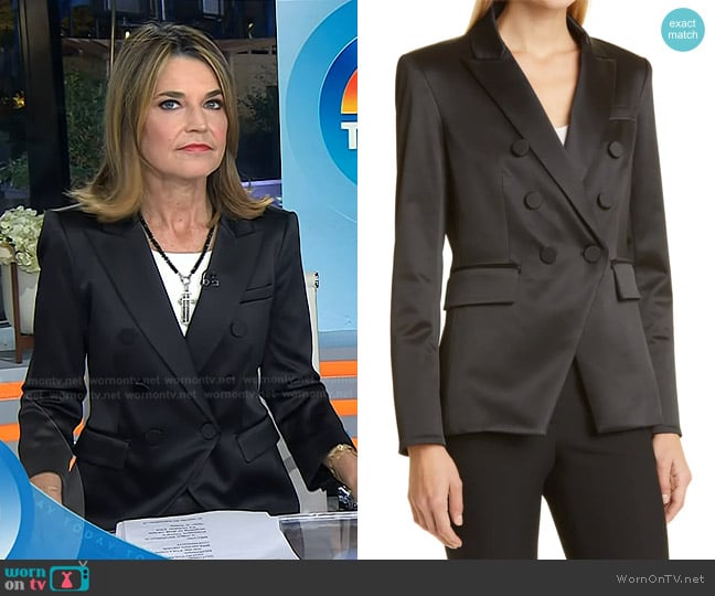 Veronica Beard Miller Dickey Satin Jacket worn by Savannah Guthrie on Today