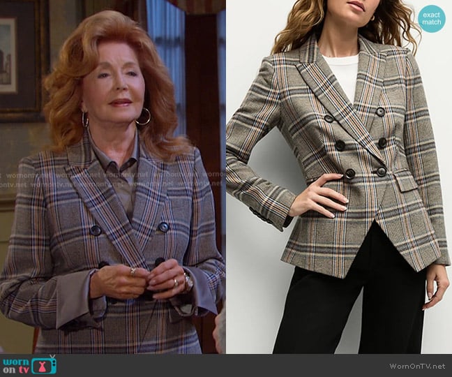 Veronica Beard Miller Herringbone Tweed Dickey Jacket worn by Maggie Horton (Suzanne Rogers) on Days of our Lives