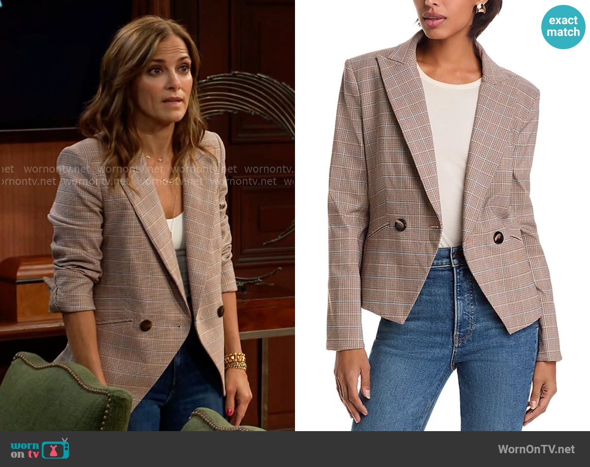 Veronica Beard Rickie Jacket in Hazelnut Multi worn by Taylor Hayes (Rebecca Budig) on The Bold and the Beautiful