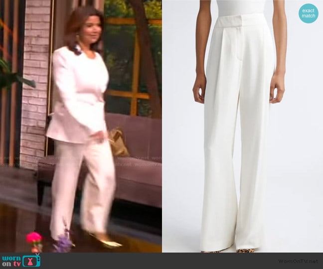 Veronica Beard Robinne Crepe Back Satin Wide Leg Pants worn by Ana Navarro on The View