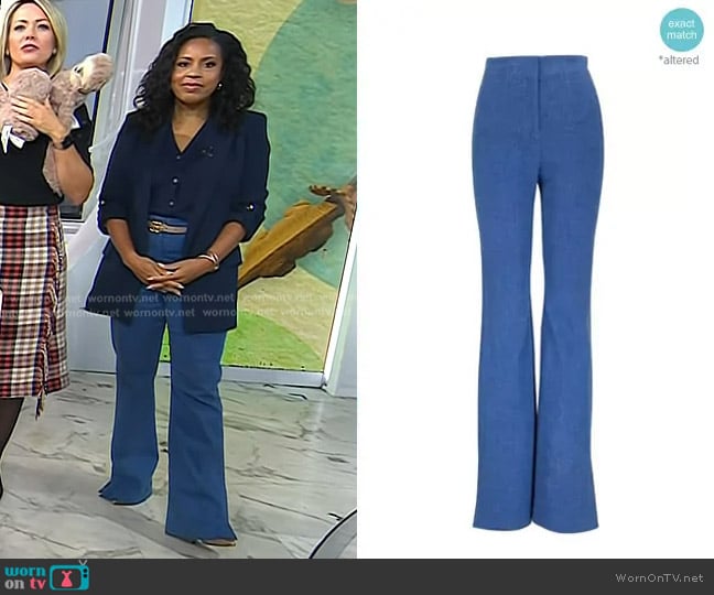 Veronica Beard Royce Stretch Cotton Pants worn by Sheinelle Jones on Today