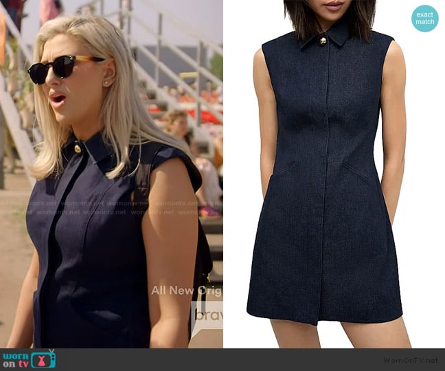 Veronica Beard Serina Denim Minidress worn by Gina Kirschenheiter on The Real Housewives of Orange County