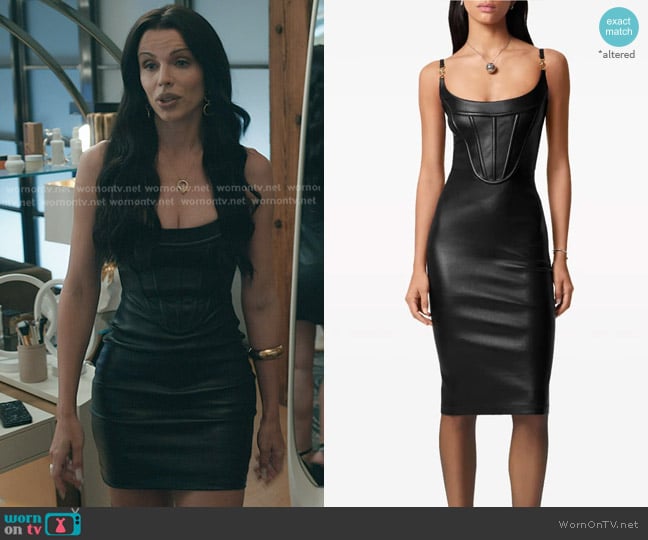 Versace Corset-style Leather Dress worn by Raquel Drabowski (Julia Fox) on Elsbeth