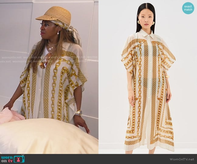 Versace Cotton-Silk Voile Treasure Print Coverup worn by Mary Cosby on The Real Housewives of Salt Lake City