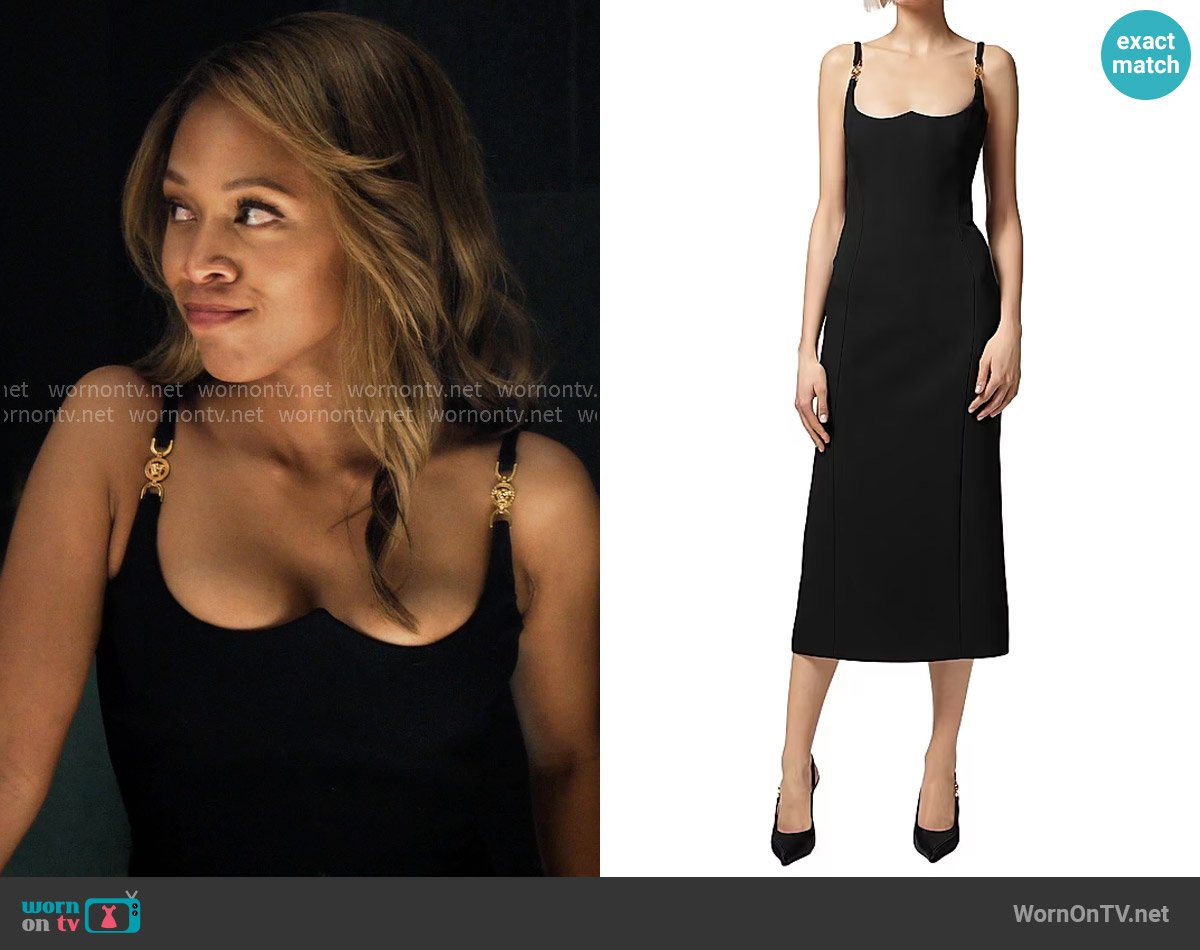 Versace Medusa Embellished Satin Cocktail Dress worn by Christina Hunter (Nicole Beharie) on The Morning Show