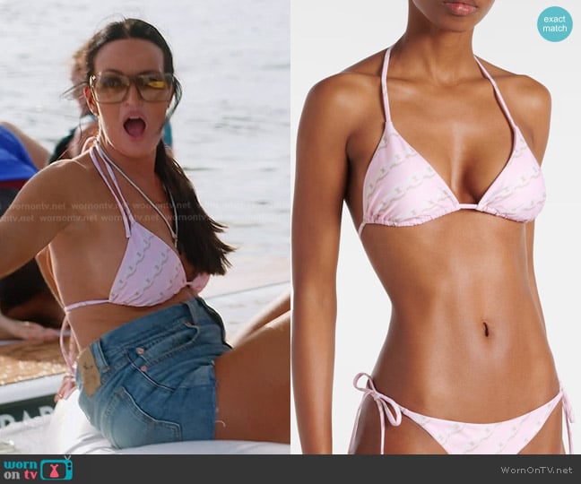 Versace Printed Bikini Top worn by Lisa Barlow on The Real Housewives of Salt Lake City