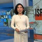 Vicky's white button detail dress on NBC News Daily