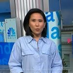 Vicky’s blue cropped button down shirt on NBC News Daily