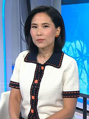 Vicky's white contrast trim short sleeve top on Today