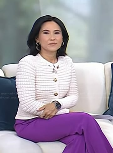 Vicky’s white ribbed cardigan on Today