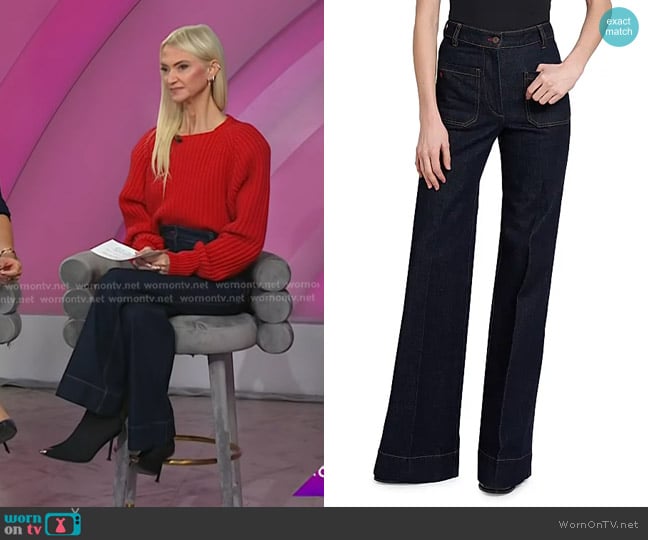 Victoria Beckham Alina High-Rise Stretch Flare Jeans in Dark Indigo Rinse worn by Zanna Roberts Rassi on Today