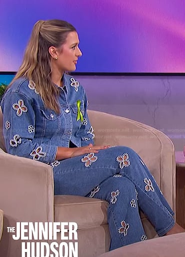 Victoria Garrick Browne’s floral cutouts denim jacket on The Jennifer Hudson Show