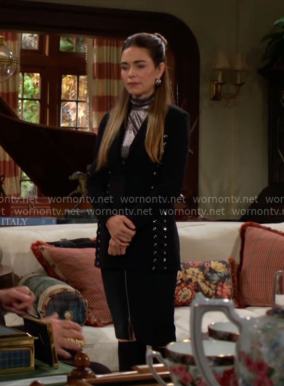 Victoria’s black lace-up blazer on The Young and the Restless