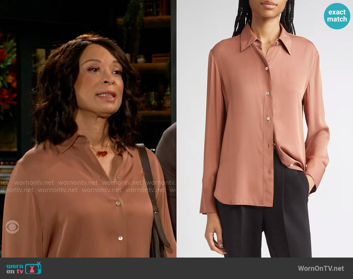 Vince Silk Shirt worn by Amy Lewis (Valarie Pettiford) on The Young and the Restless
