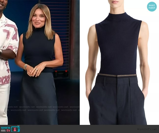 Vince Sleeveless Mock Neck Wool Blend Knit Top worn by Kit Hoover on Access Hollywood