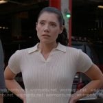 Violet’s cream knit polo top on Chicago Fire