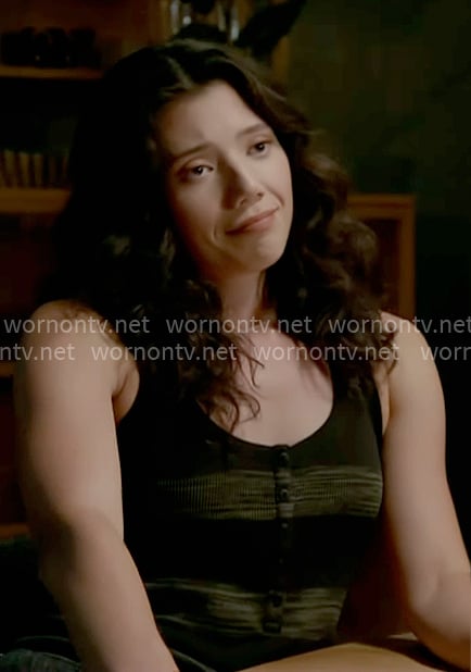 Violet's black striped tank top on Chicago Fire