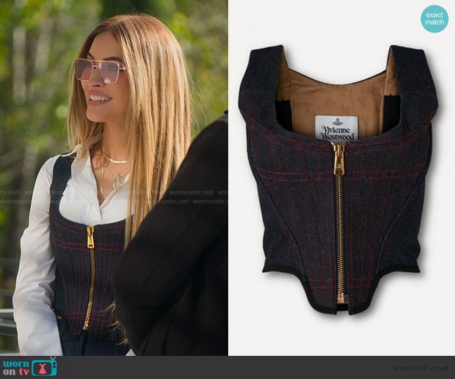 Vivienne Westwood Portrait Corset In Indigo worn by Chrishell Stause on Selling Sunset