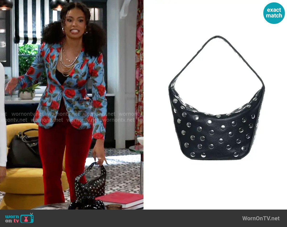 Walter Baker Hendrix Stud Leather Shoulder Bag worn by Chelsea Hamilton (RhonniRose Mantilla) on Beyond the Gates