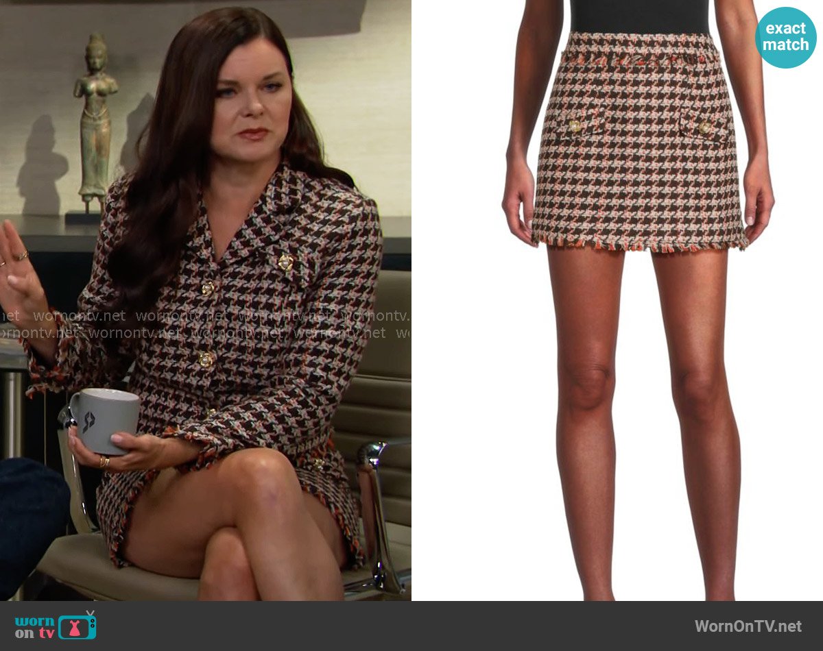 Walter Baker  Vallery Houndstooth Tweed Miniskirt worn by Katie Logan (Heather Tom) on The Bold and the Beautiful