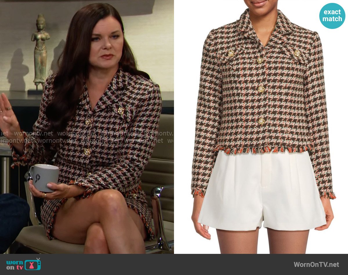 Walter Baker Veronica Tweed Houndstooth Jacket worn by Katie Logan (Heather Tom) on The Bold and the Beautiful