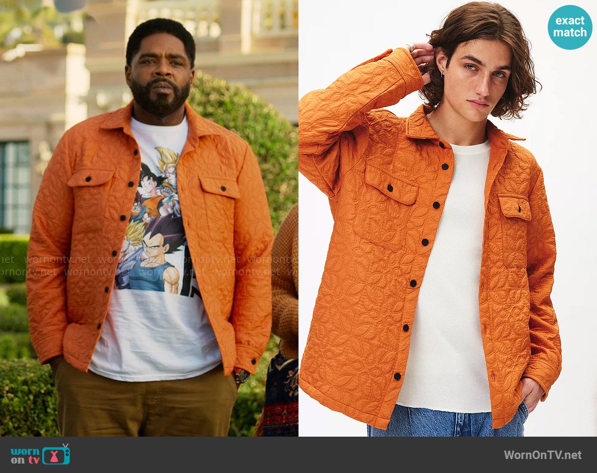 Wax London Lomond Quilted Overshirt worn by Howard (Ron Funches) on Loot