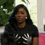 Wendy’s black metallic hands tee on The Real Housewives of Potomac