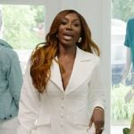 Wendy’s white ruffle blazer dress on The Real Housewives of Potomac