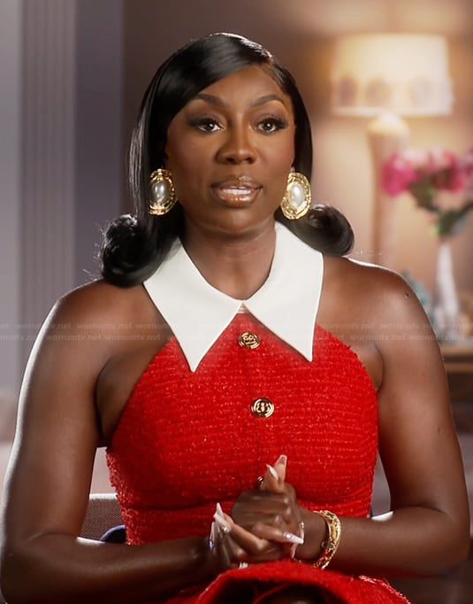Wendy's red tweed confessional dress on The Real Housewives of Potomac