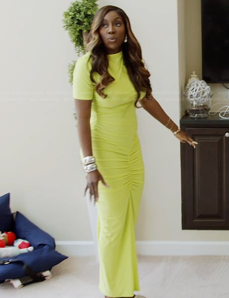 Wendy’s yellow mesh maxi dress on The Real Housewives of Potomac