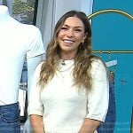 Melissa’s white fringe hem sweater on Today