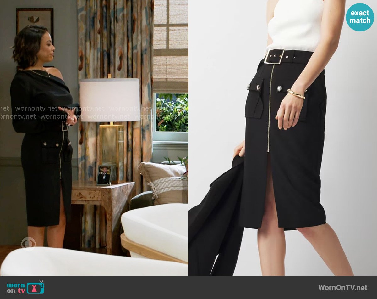 White House Black Market Belted Utility Skirt worn by Nicole Dupree Richardson (Daphnee Duplaix) on Beyond the Gates