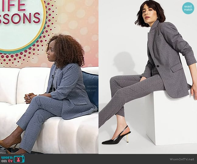 White House Black Market Embellished Pinstripe Relaxed Blazer and Ankle Pant worn by Valorie Burton on Today