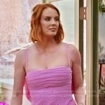 Whitney’s pink bow detail mini dress on The Real Housewives of Salt Lake City