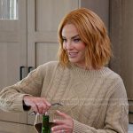 Whitney’s beige cable knit cropped sweater and skirt on The Real Housewives of Salt Lake City