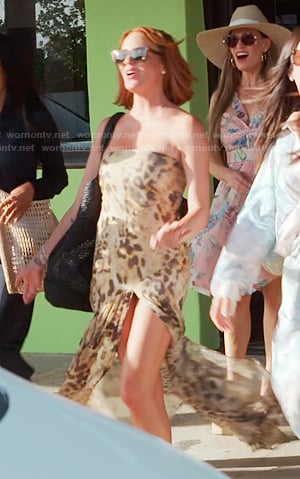 Whitney’s leopard print strapless dress on The Real Housewives of Salt Lake City