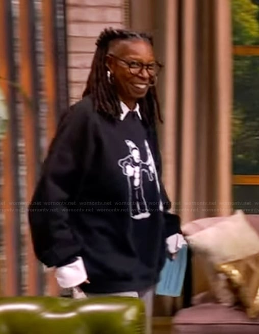 Whoopi’s black ghost graphic sweatshirt on The View