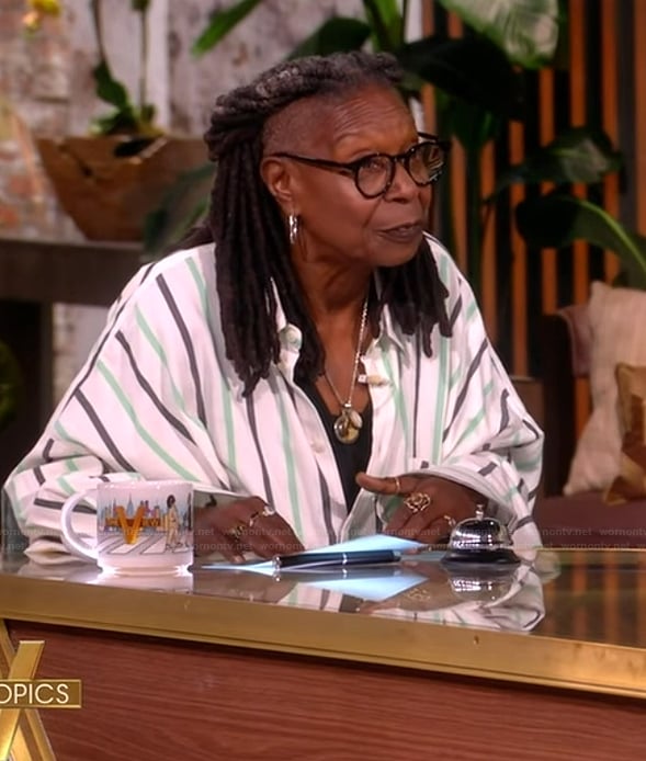 Whoopi’s white striped shirt on The View