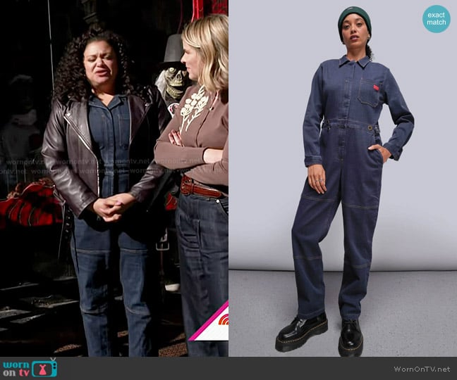 Wildfang The Essential Denim Long Sleeve High Waisted Coverall worn by Michelle Buteau on Today