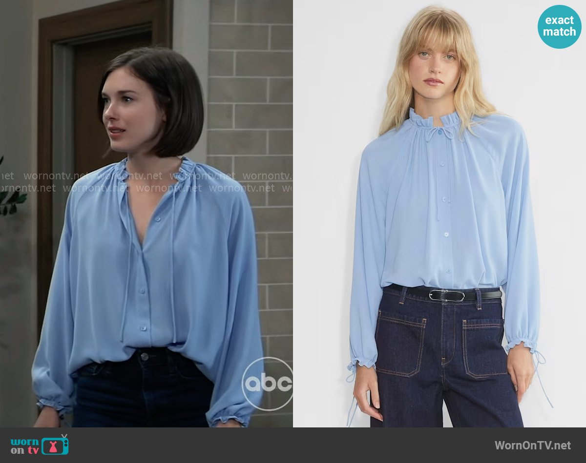 Wilfred at Aritzia Olivette Blouse worn by Willow Tait (Katelyn MacMullen) on General Hospital