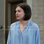 Willow’s blue tie neck blouse on General Hospital