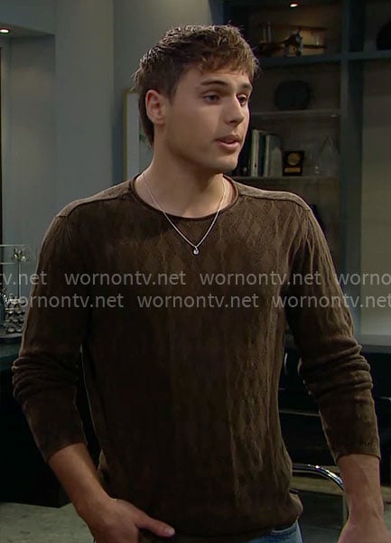 Will's olive textured sweater on The Bold and the Beautiful