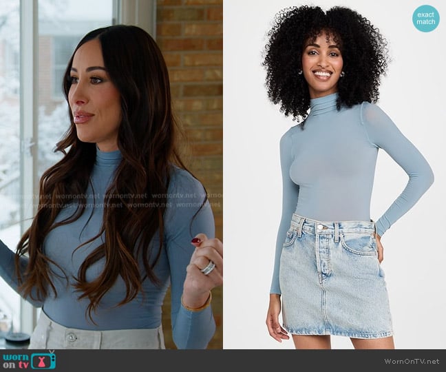 Wolford Buenos Aires String Bodysuit in Blue worn by Angie Katsanevas on The Real Housewives of Salt Lake City