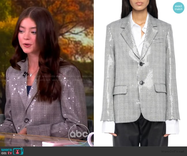 Zadig and Voltaire Vanille Sequin Plaid Blazer worn by Kenzi Richardson on The View
