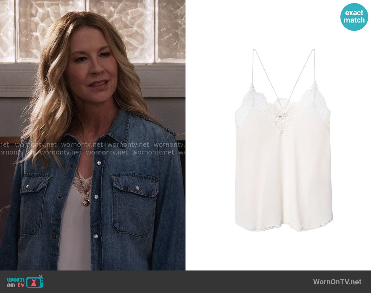 Eve’s white lace cami  on Shifting Gears