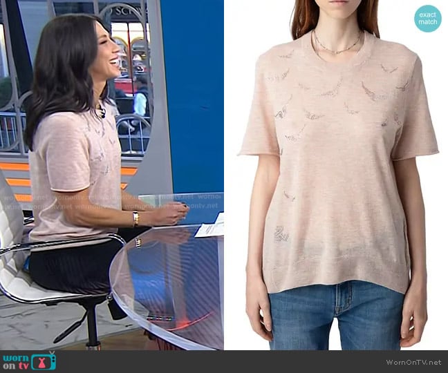 Zadig & Voltaire Ida Cashmere Tee in Sweet worn by Dr. Natalie Azar on Today