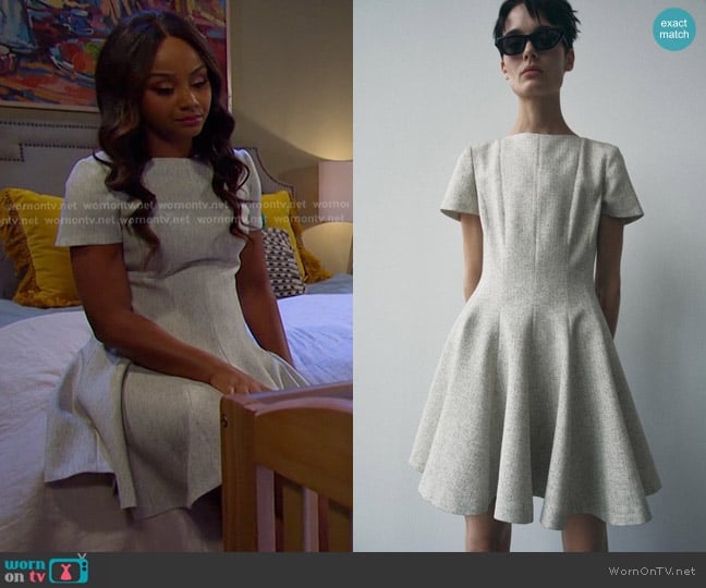 Zara Godet Mini Dress worn by Chanel Dupree (Raven Bowens) on Days of our Lives